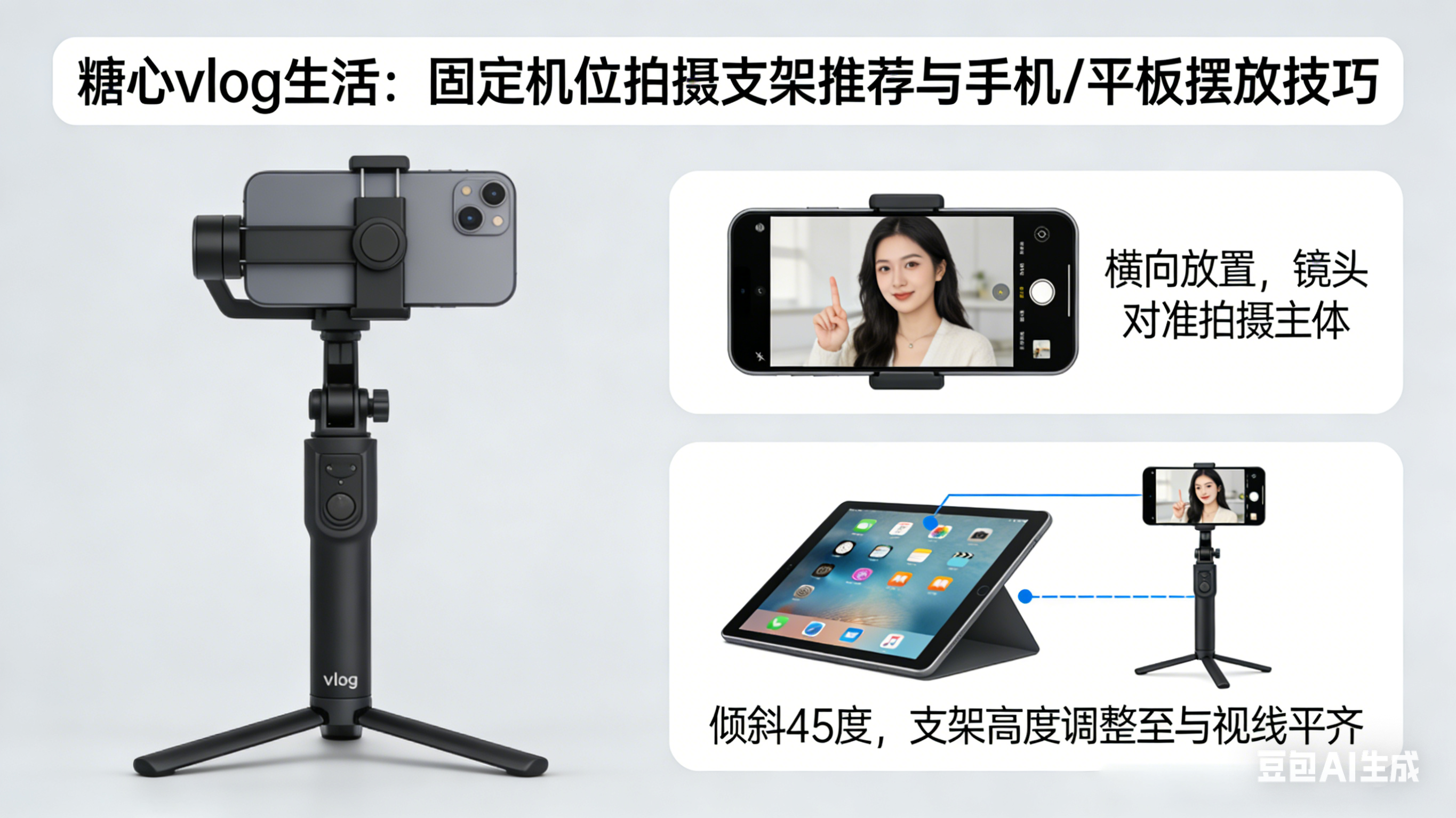 糖心vlog生活 - 固定机位拍摄支架推荐，手机/平板替代专业设备的摆放技巧
